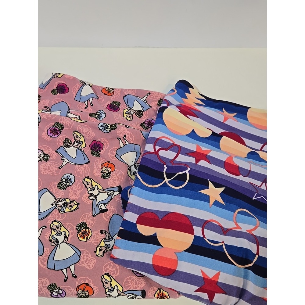 Lot 2 Pack of LuLaRoe Leggings Tall & Curvy2 TC2  -Alice In Wonderland  & Mickey